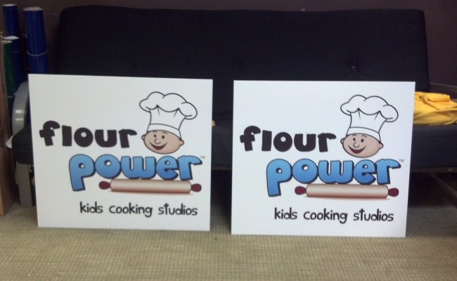 Flour Power interior wall logos