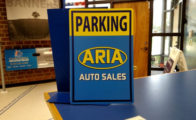 Aria Parking Sign
